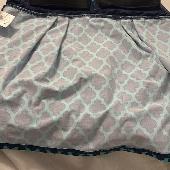 Lands End Aqua Navy Tankini top SZ 12 geometric shapes halter top style vacation - Picture 13 of 16